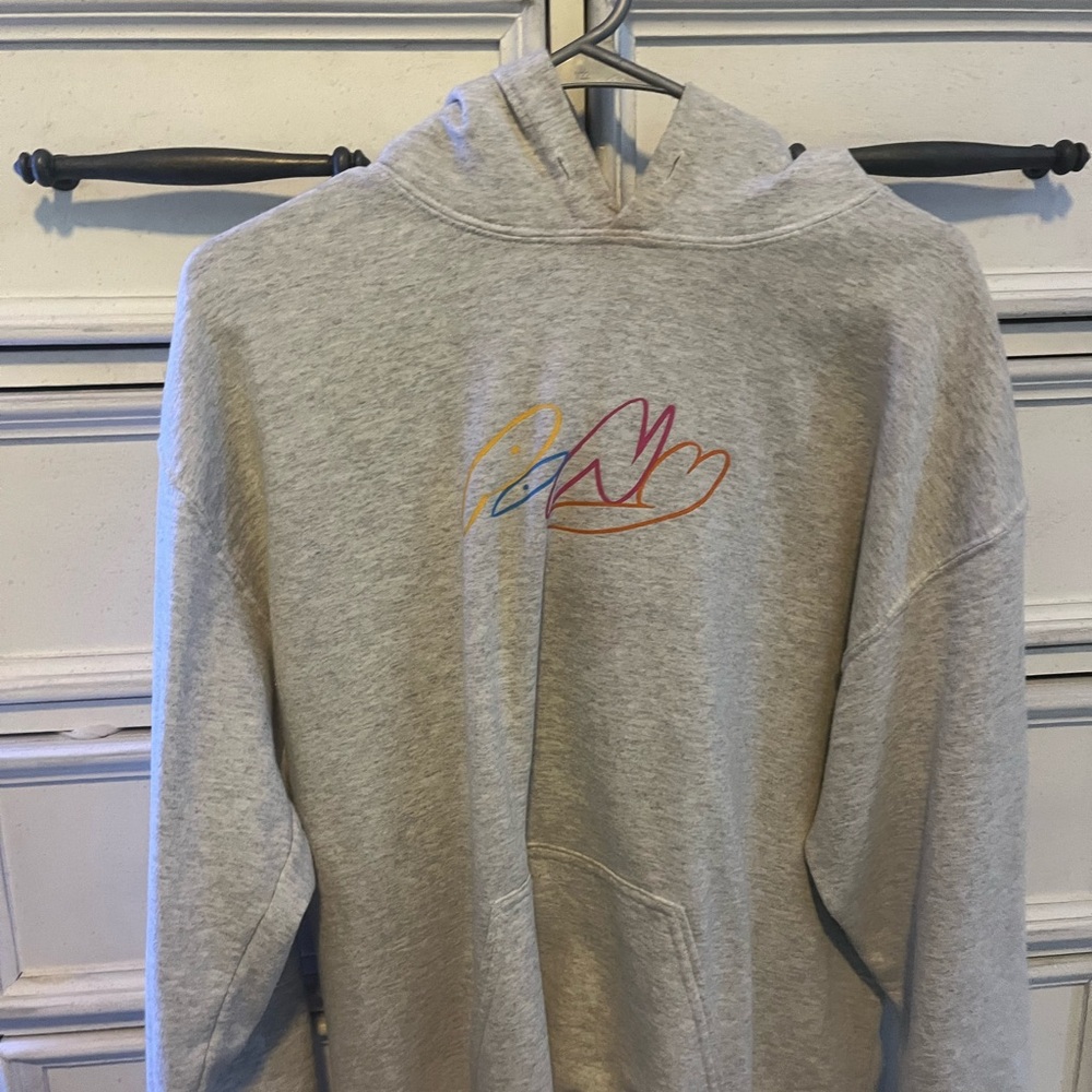 Heather Gray Hoodie with Colorful Embroidery